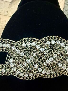 Stella & Dot "Petra" Braided Chain Rhinestone Statement Cuff Bracelet